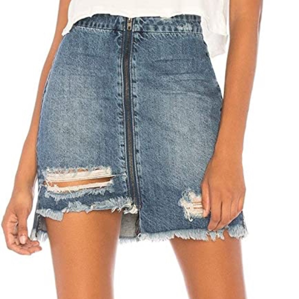 OneTeaspoon Vixen High Waist A-line Oxford Skirt